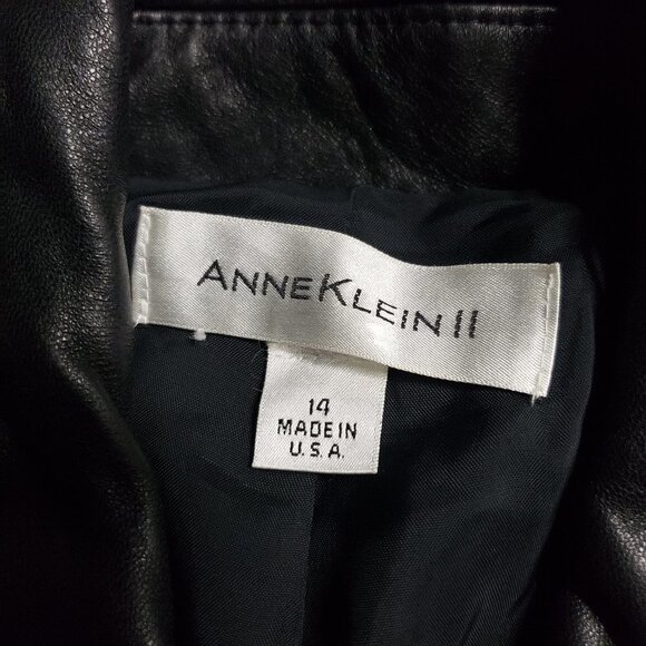 Anne Klein II 100% Leather Double Breasted Jacket size 14 new with tags - Picture 5 of 9
